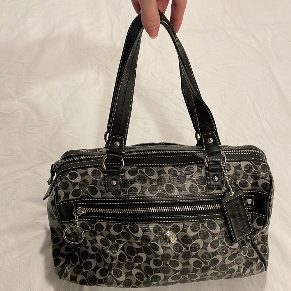 Coach Purse, Black and Grey with blue lining